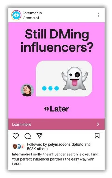 Instagram ad examples - Instagram ad from Later.