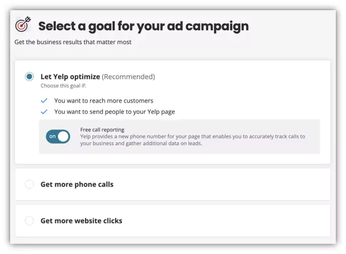 yelp ads - campaign goals