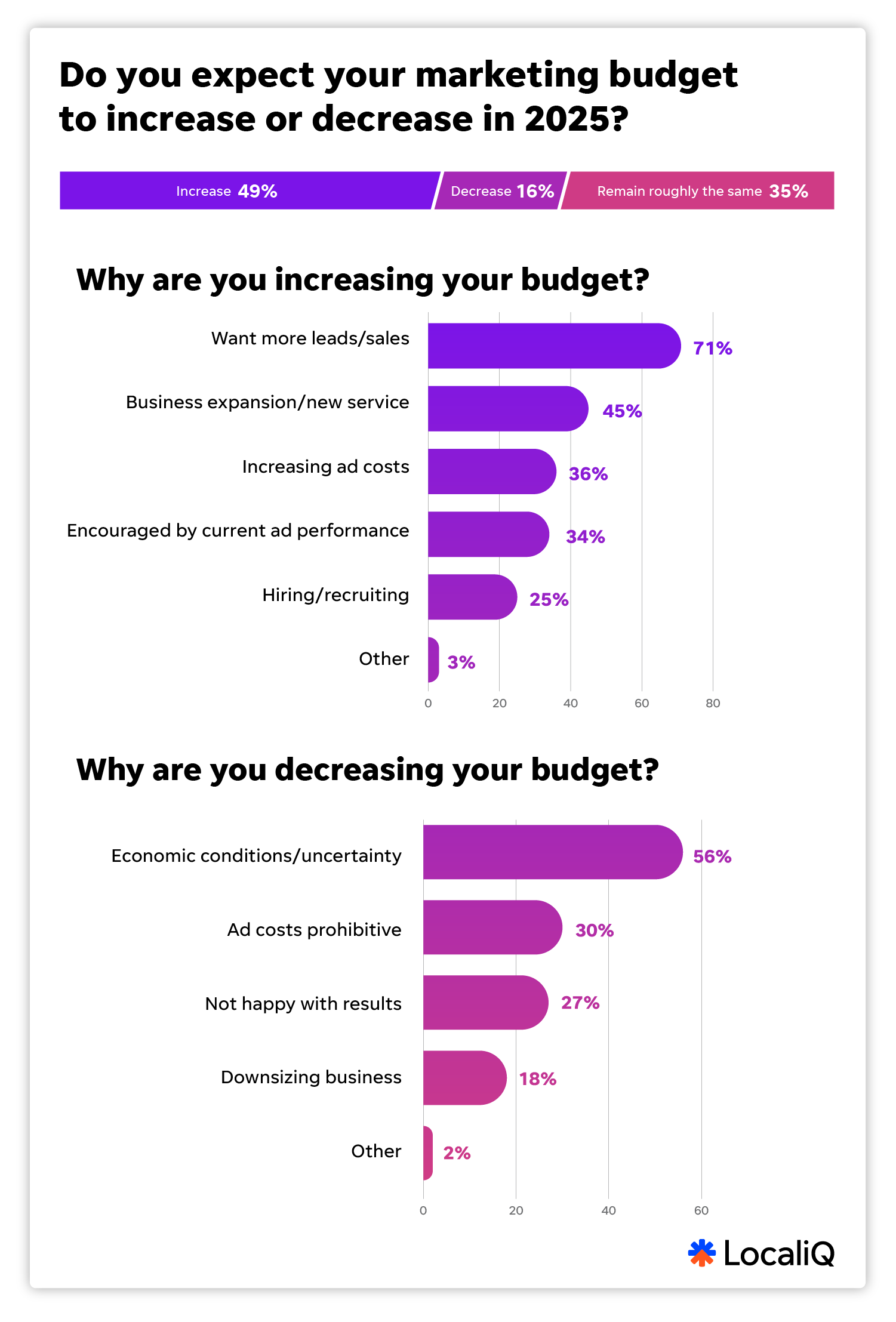 Chart that shows 2025 small business marketing trends report budget investment plans for 2025