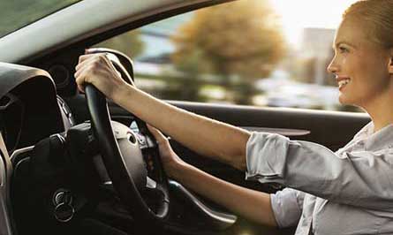 Woman driving car