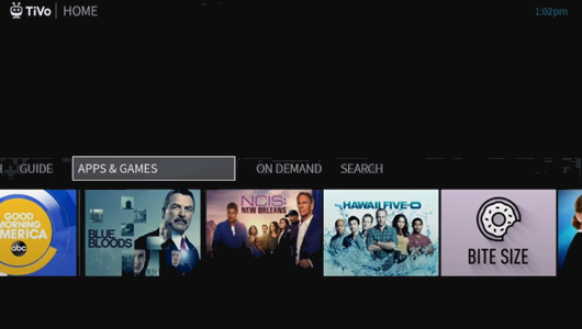 TiVo Stream home screen.
