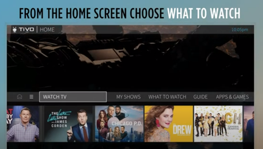 TiVo Stream What To Watch home screen.