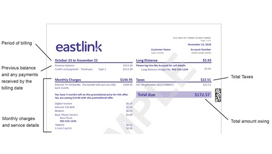 The top half of the second page of a home services bill.