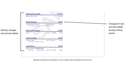 The bottom half of the second page of a home services bill.