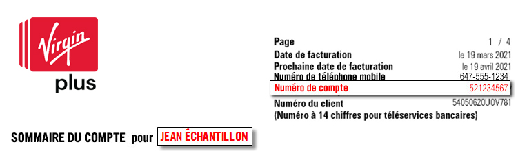 met en évidence où trouver votre numéro de compte sur votre facture papier