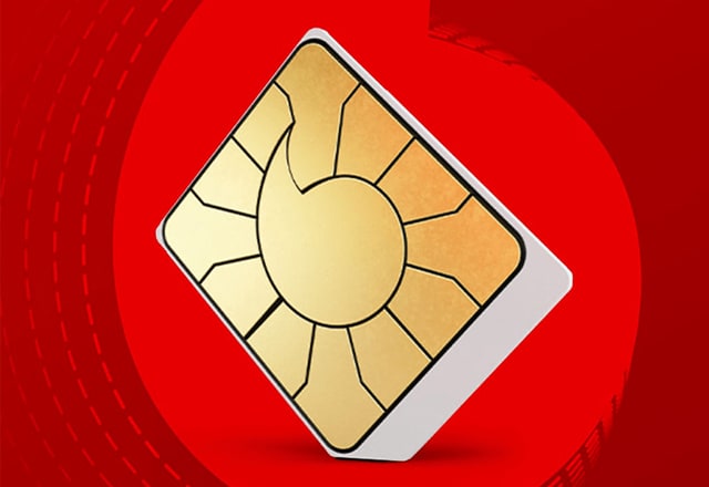 Vodafone SIM on red background