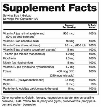 Sample Supplement Facts label