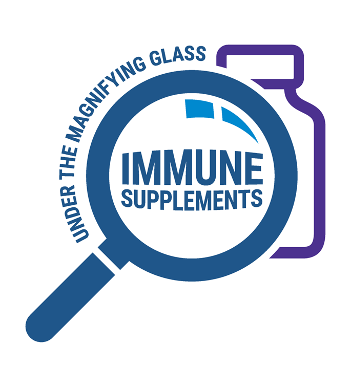 logo for the podcast showing a magnifying glass looking at a supplement bottle