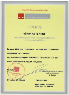 Cargo transportation licence