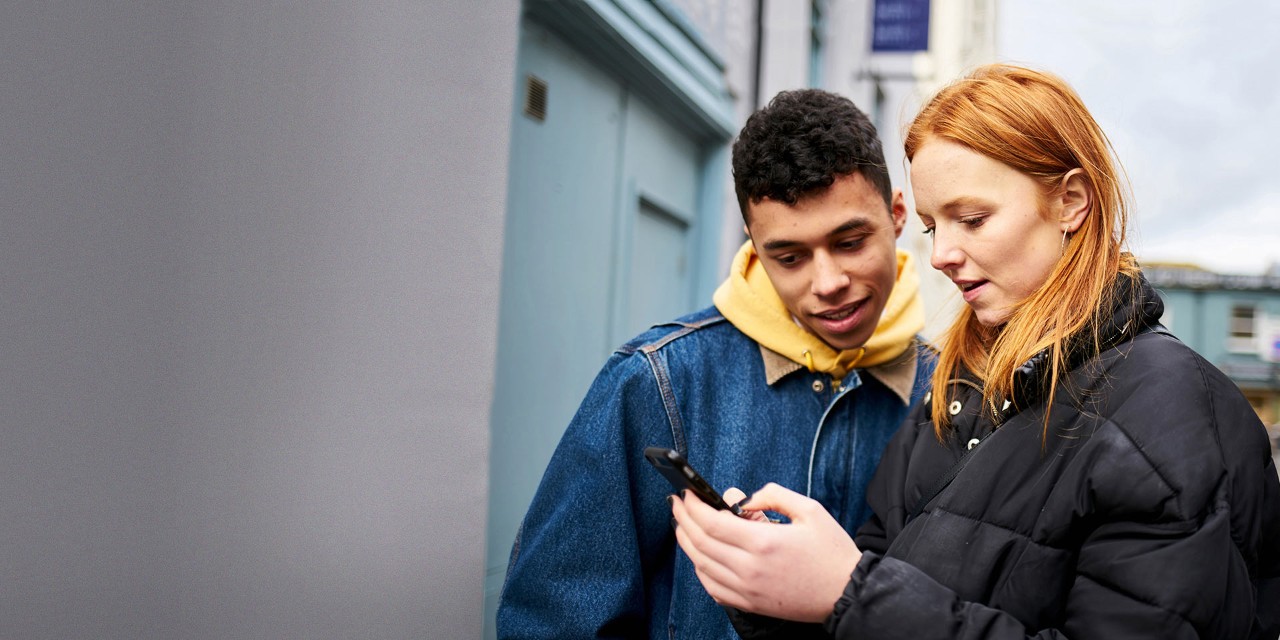 Teens using phone