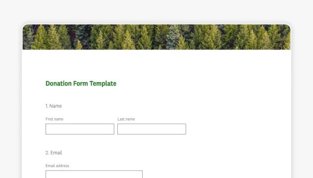 Screenshot of SurveyMonkey donation form template