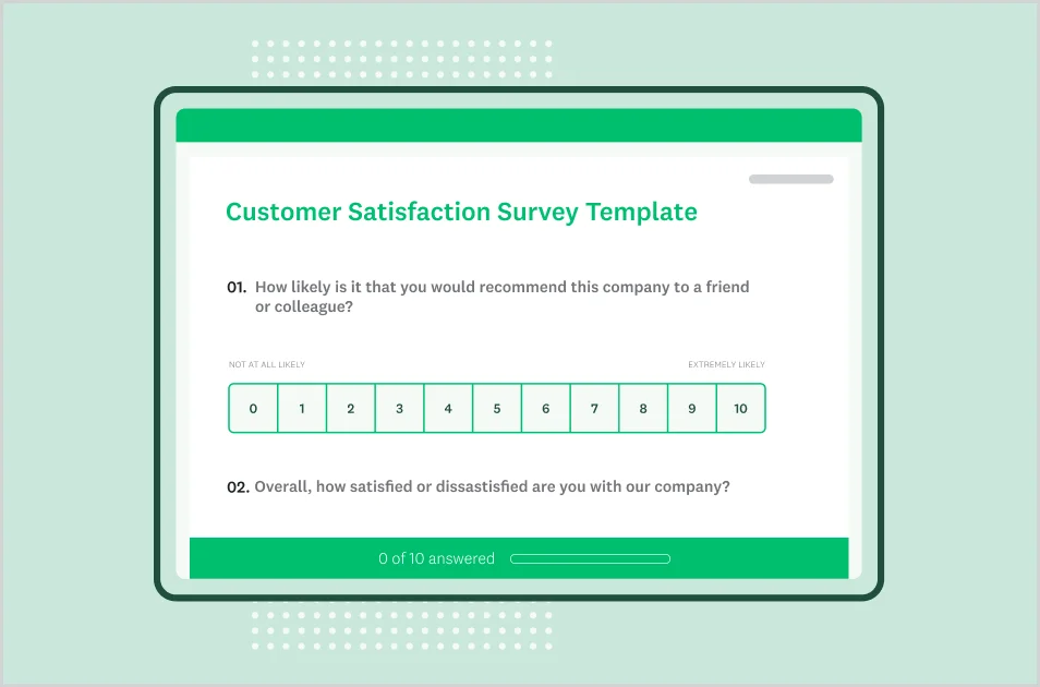 Screenshot of SurveyMonkey customer satisfaction survey template