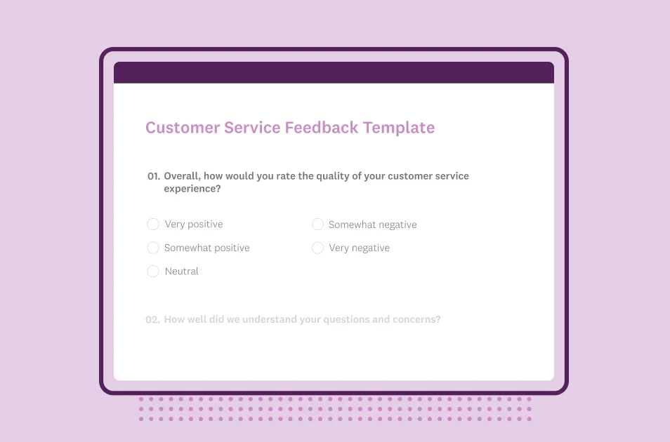 Screenshot of SurveyMonkey customer service feedback template