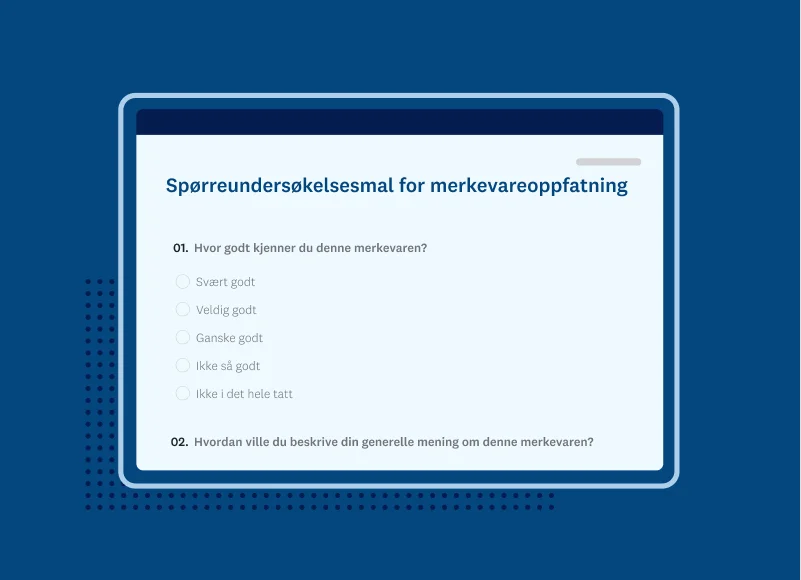 Skjermbilde av SurveyMonkey-mal for spørreundersøkelse om merkevareholdning