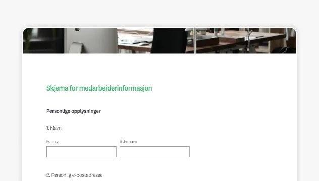 Skjermbilde av SurveyMonkeys mal for ansettelsesskjema