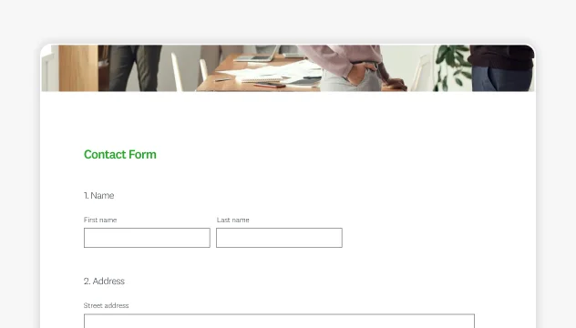 Screenshot of SurveyMonkey contact form template