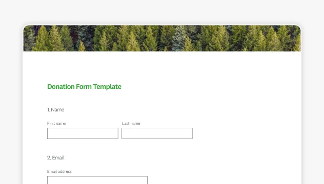 Screenshot of SurveyMonkey donation form template