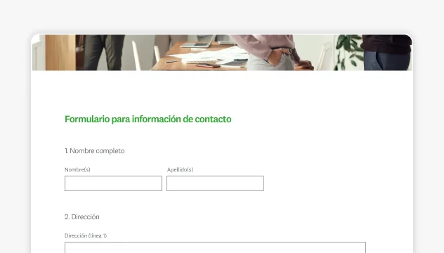 Captura de pantalla de la plantilla de SurveyMonkey para el formulario de contacto