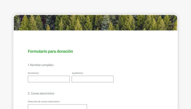 Captura de pantalla de la plantilla de SurveyMonkey del formulario para donaciones