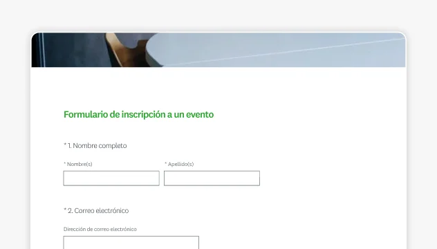 Captura de pantalla de la plantilla de SurveyMonkey para el formulario de registro a un evento