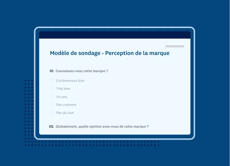 Capture d’écran du modèle de sondage SurveyMonkey sur la perception de la marque