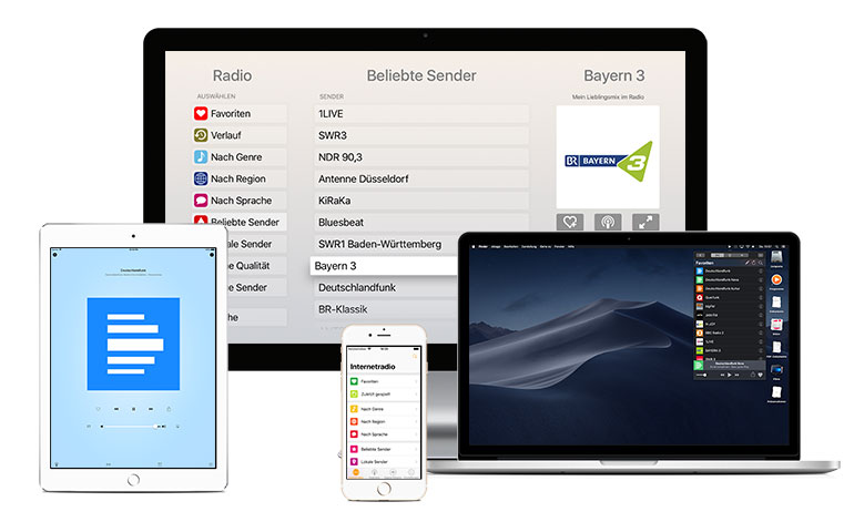 Receiver runs on different devices like Mac, Apple TV, fireTV, Android, iPhone and iPad