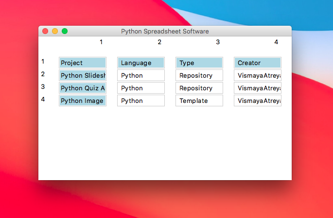 Python-Spreadsheet-Software