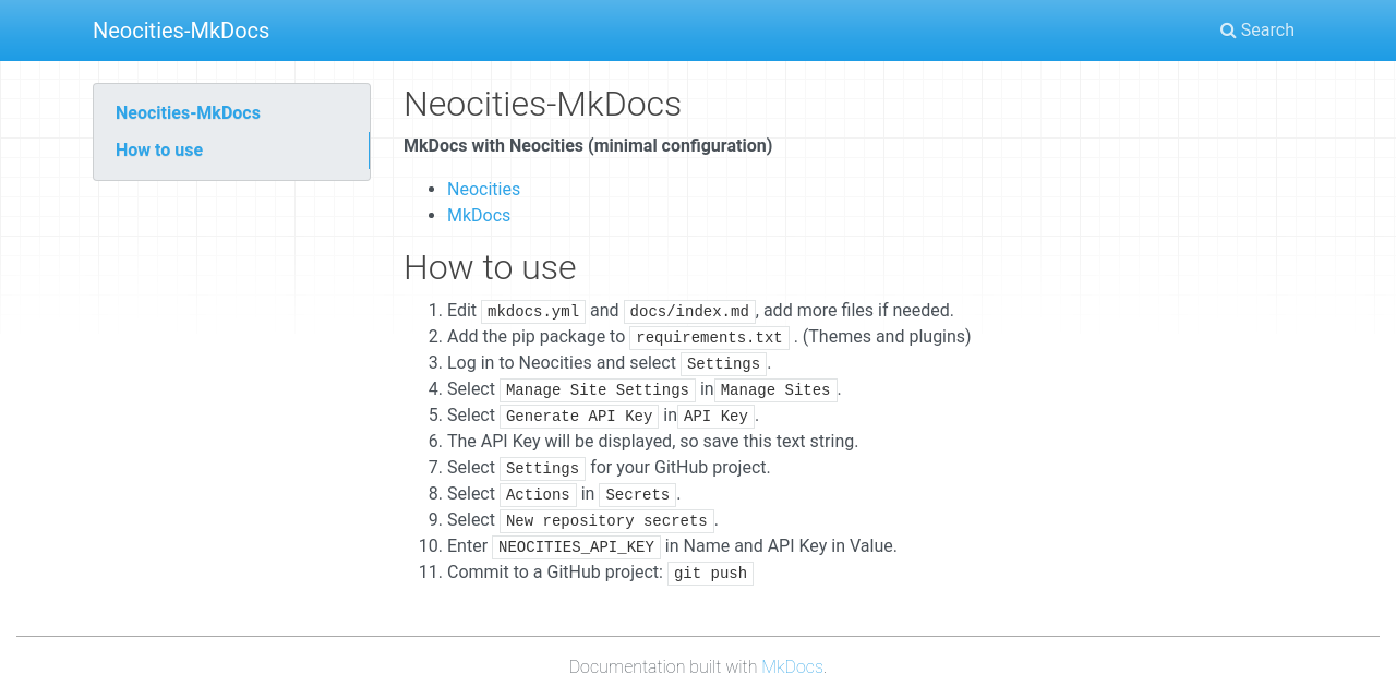 Neocities-MkDocs