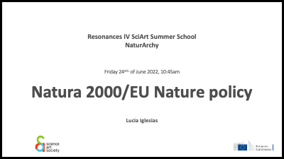 Natura 2000 conference slide for naturarchy summer school, title and details