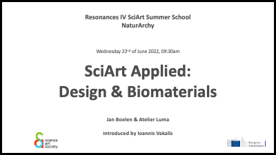 sciart applied conference slide for naturarchy summer school, title and details