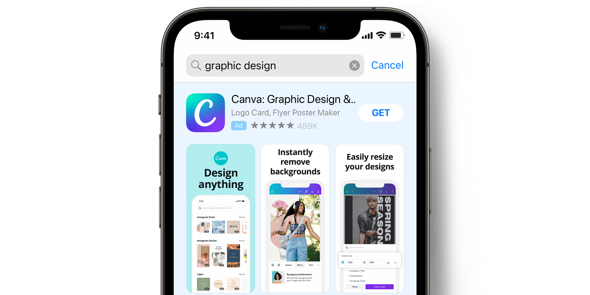 Anuncio de Canva en el App Store