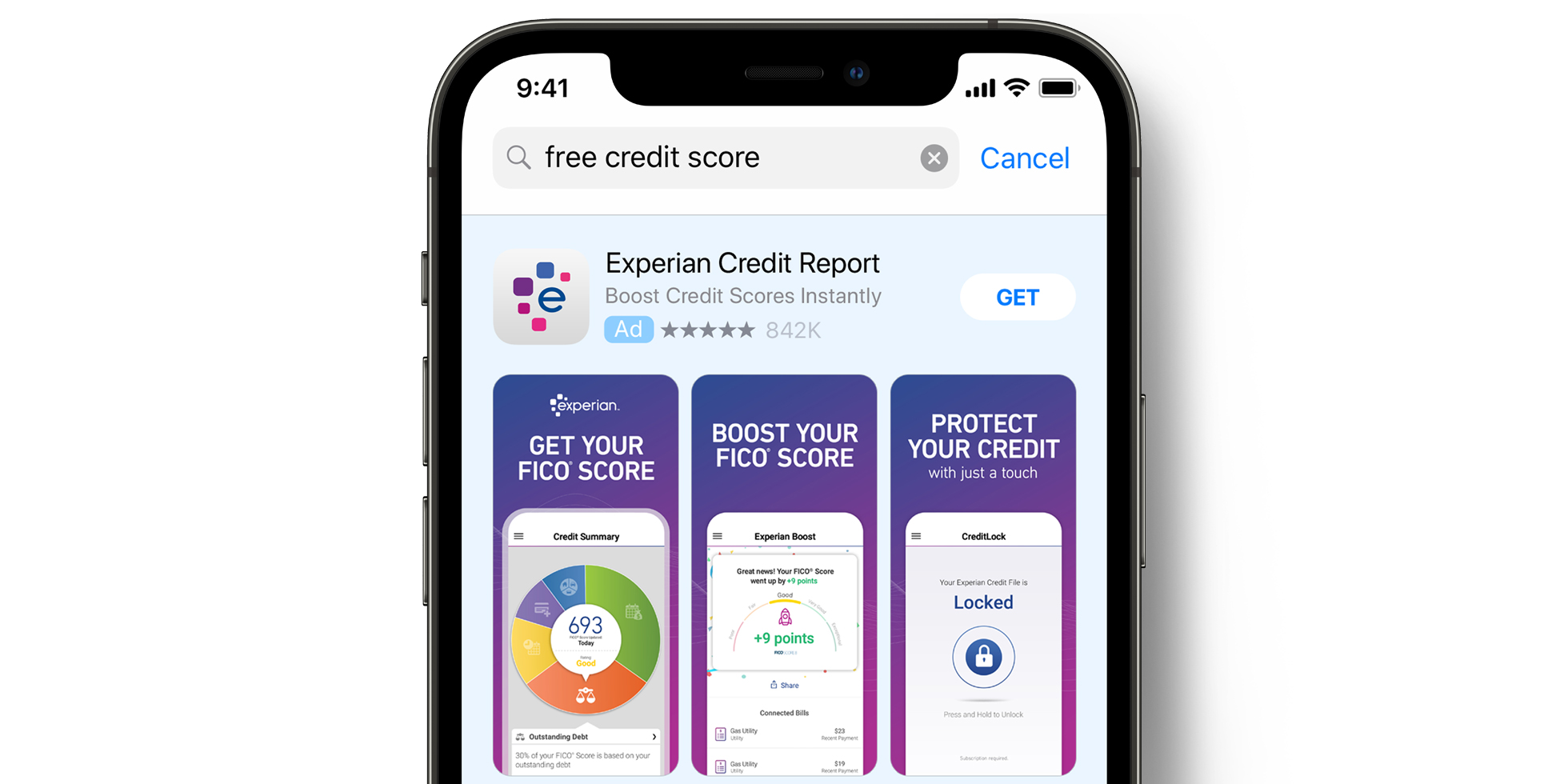 Anuncio de Experian en el App Store