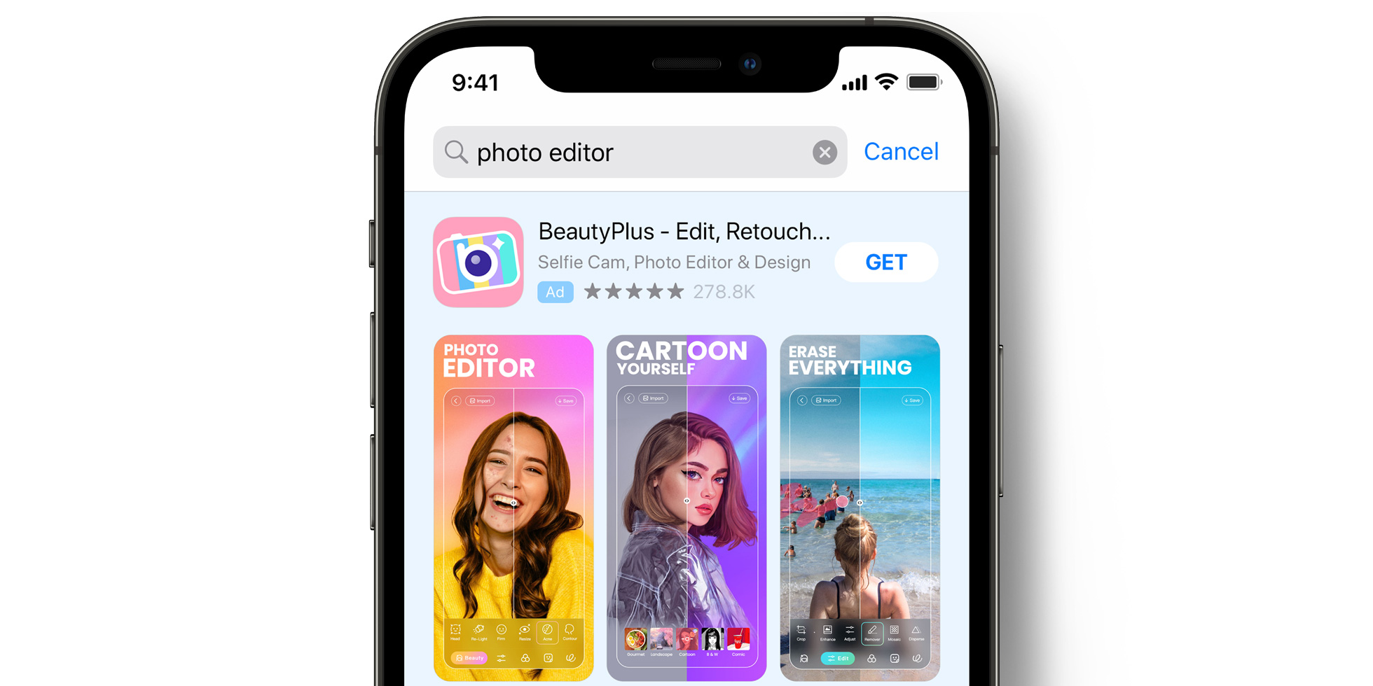 Anúncio da BeautyPlus na App Store