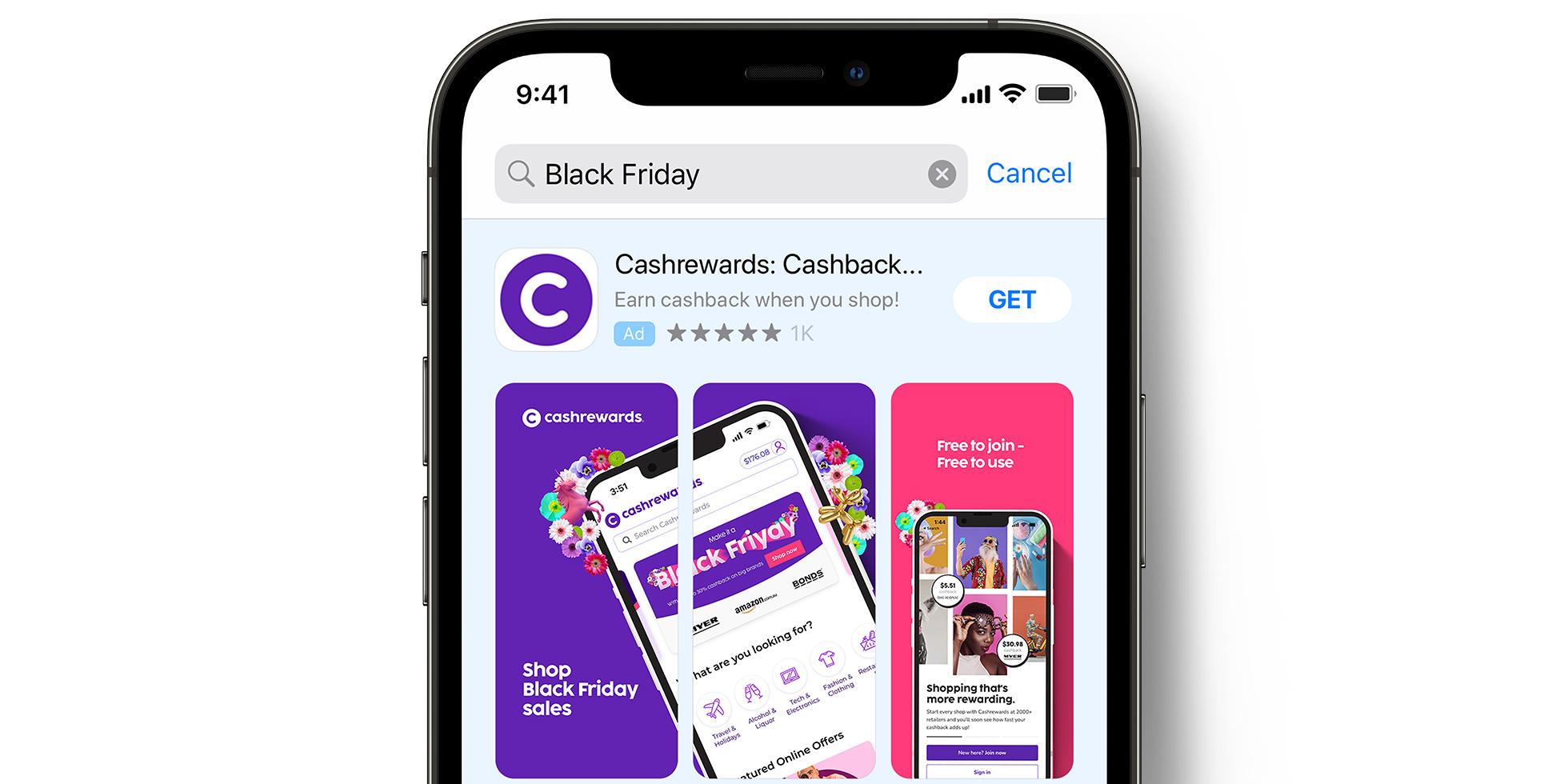 App Store 上的 Cashrewards 广告