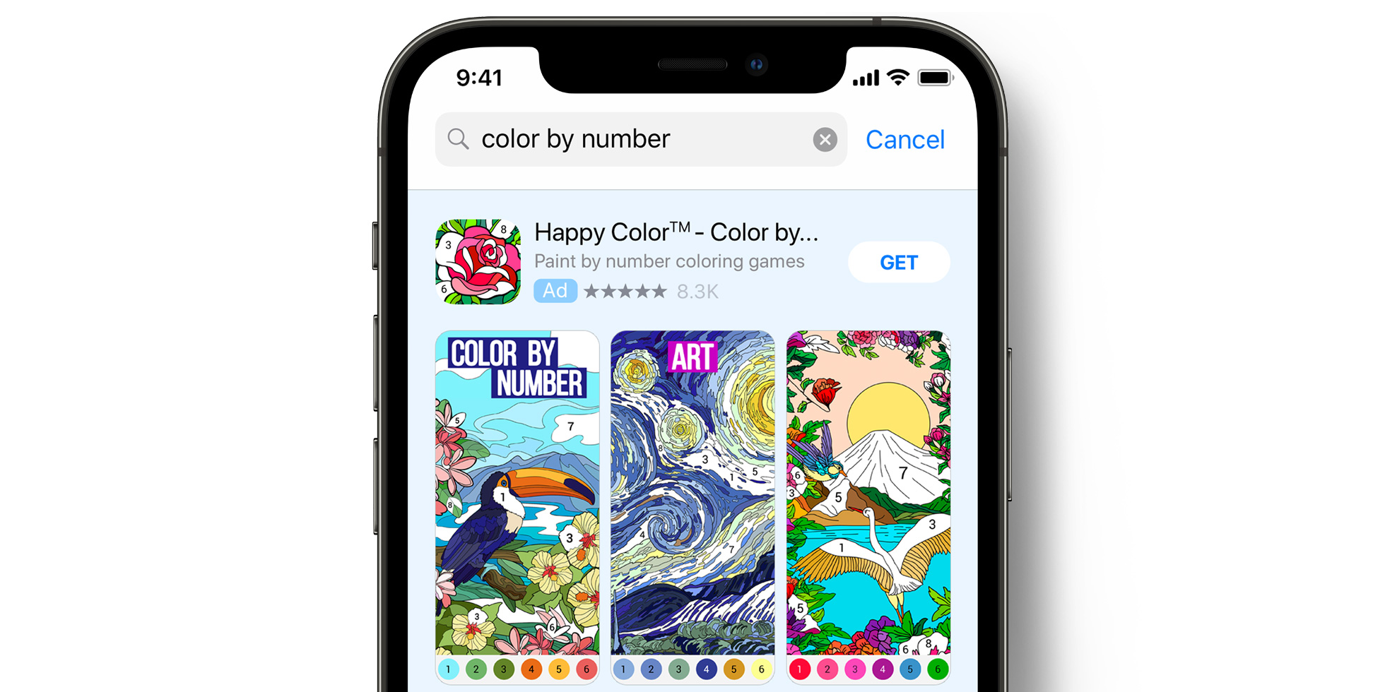 Anúncio do Happy Color na App Store 