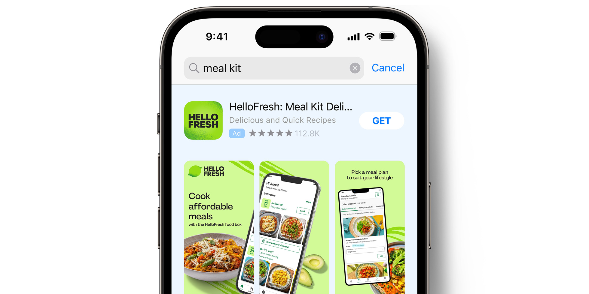 Anúncio da HelloFresh na App Store