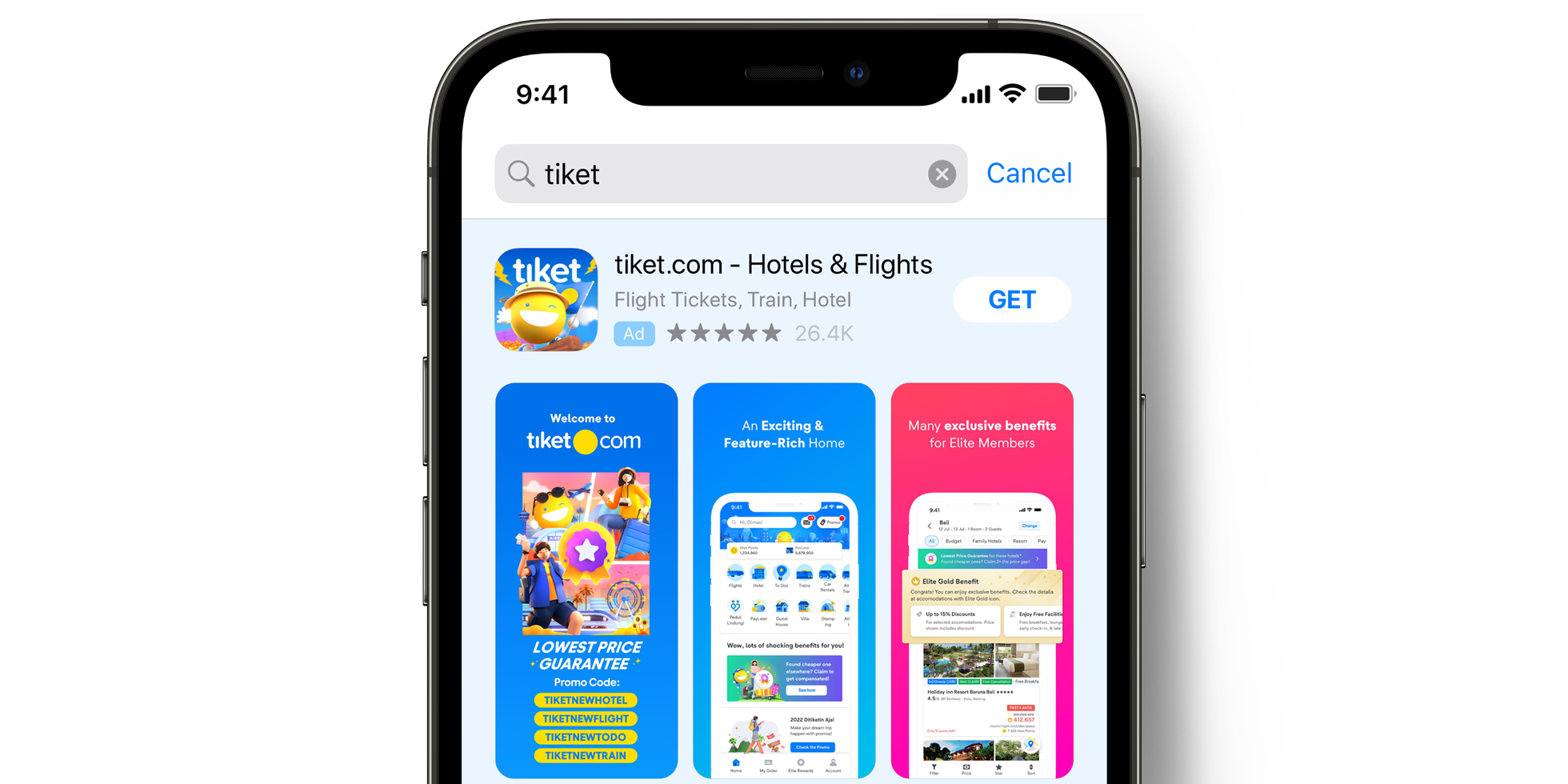 Annonce tiket.com dans l’App Store