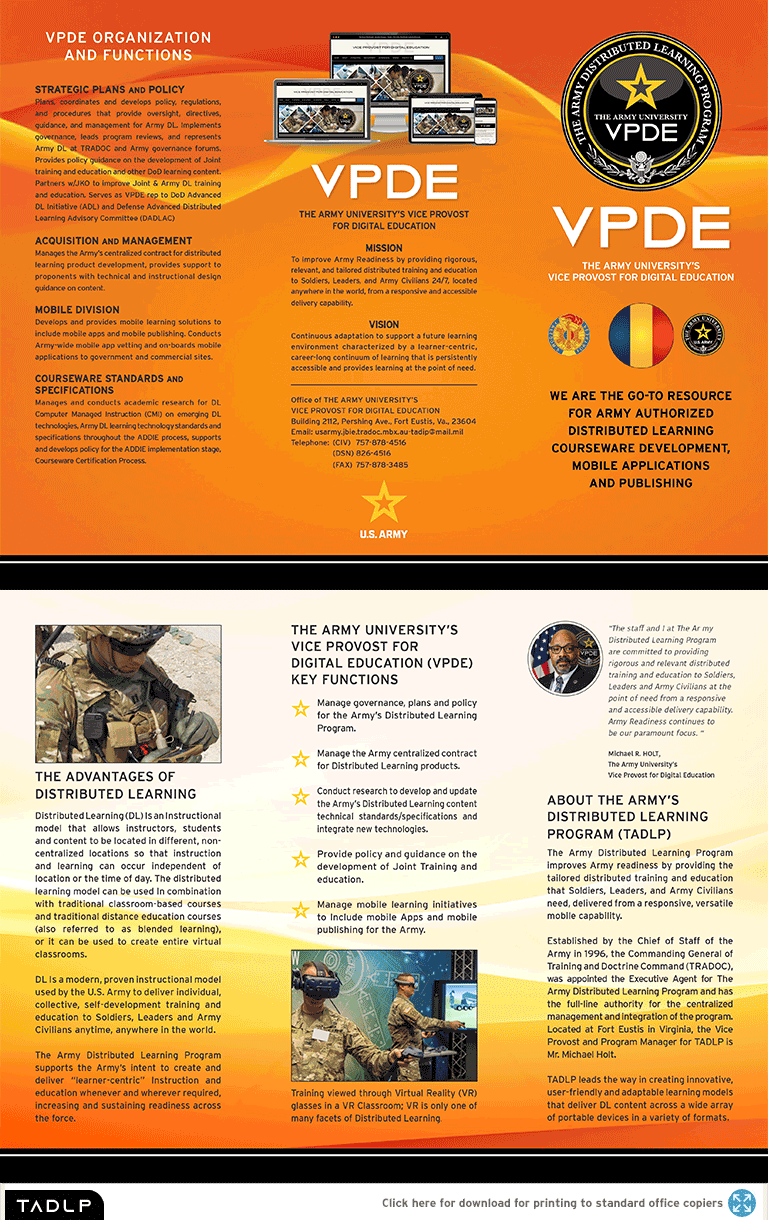 VPDE printable brochure