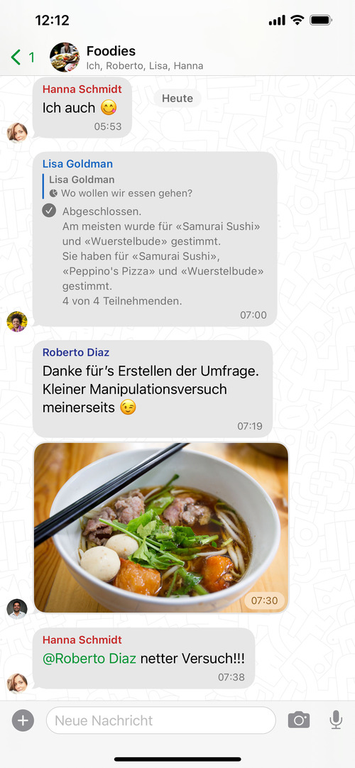 Chatverlauf in der iOS-App von Threema