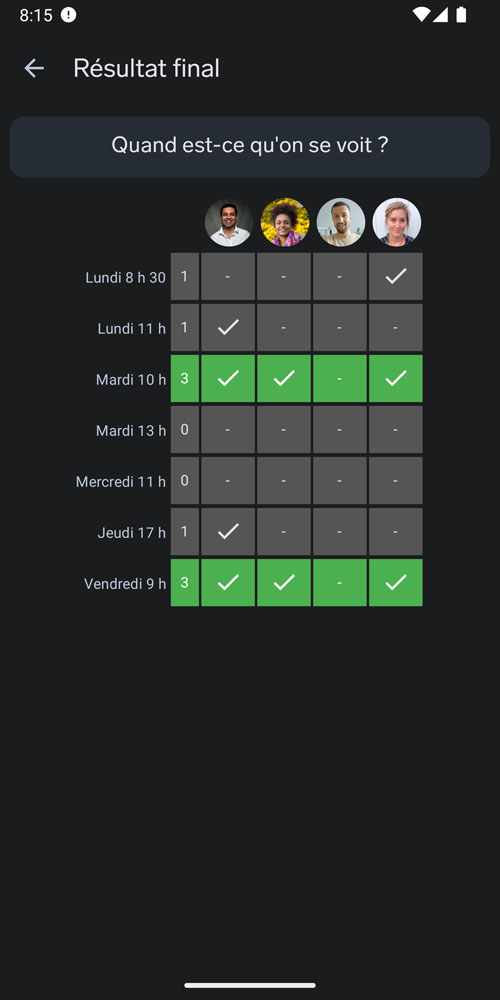 Sondage dans une conversation d’équipe dans Threema Work sur un smartphone Android