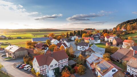 Hessisches Dorf aus der Vogelperspektive