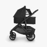 The included Bassinet (color matches the stroller) has extendable sun and bug shields that can be used while installed on the stroller