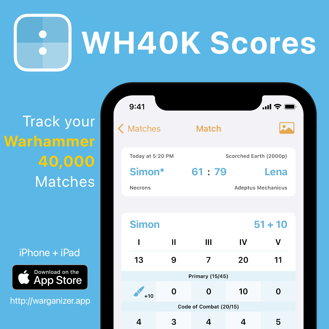 WH40K Scores - Track your Warhammer 40,000 matches
