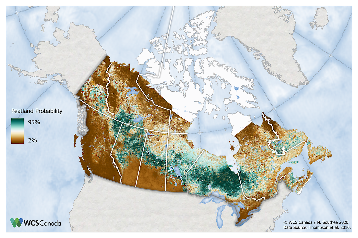 Peatland probability across Canada., Meg Southee/WCS Canada