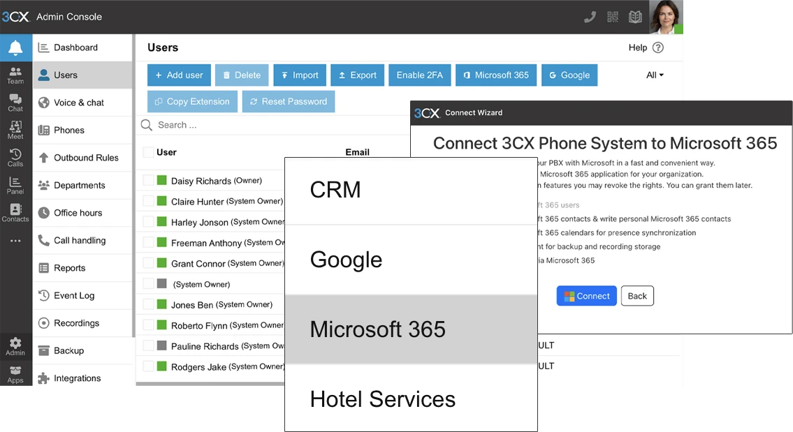 3CX connect microsoft 365