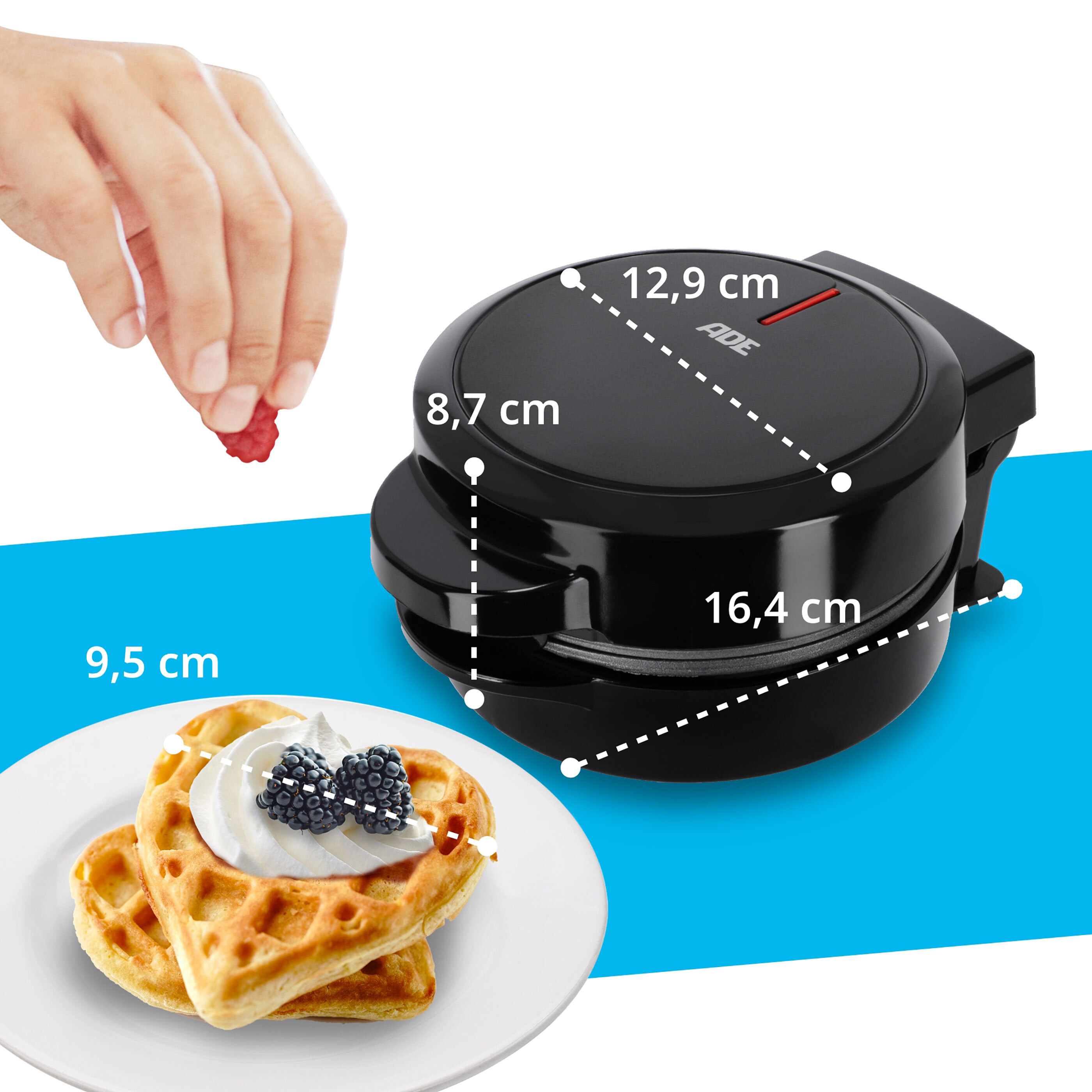 Mini-Waffeleisen herzförmig, schwarz