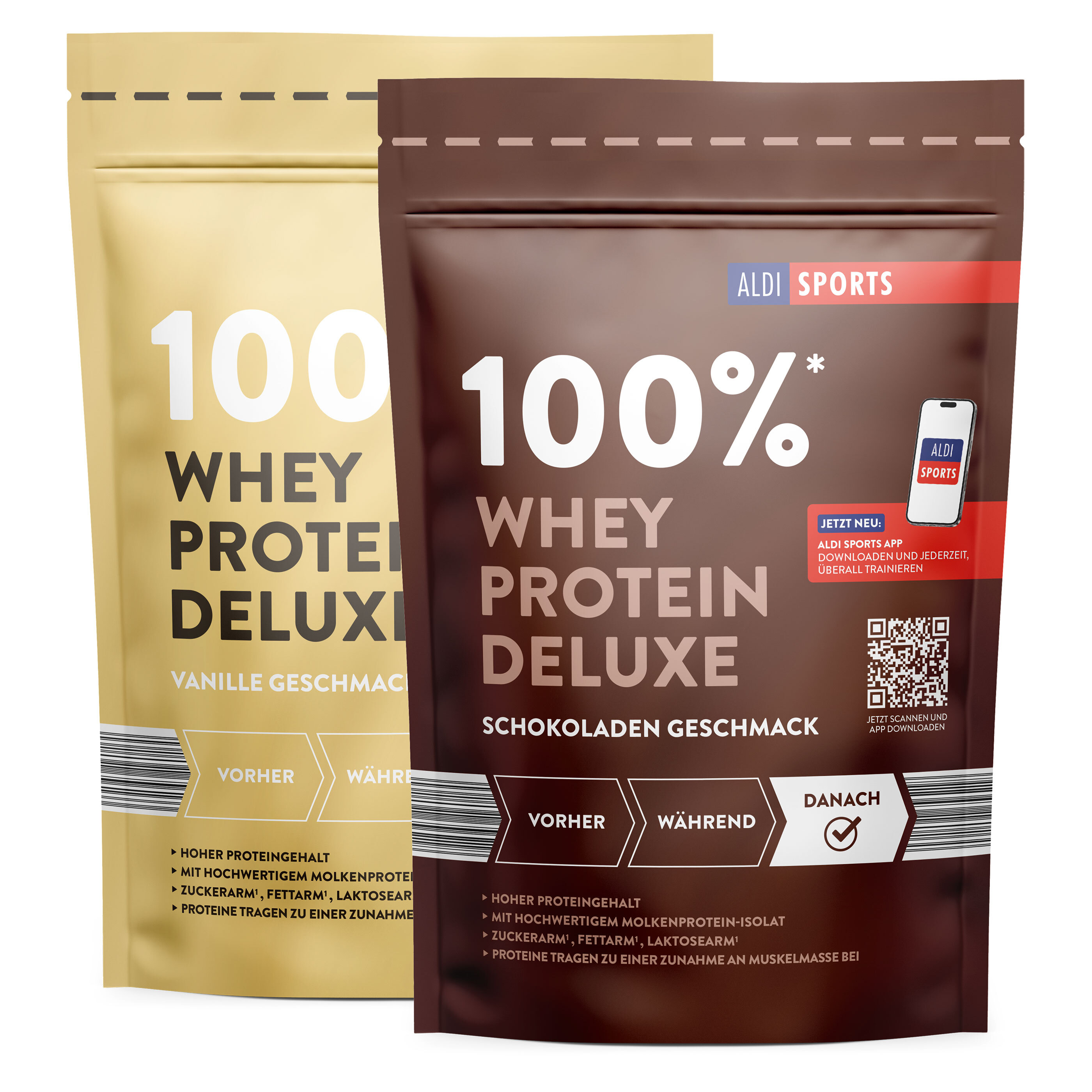 Whey Protein Deluxe, 2er Set, Schoko und Vanille (2 x 420 g = 840 g)