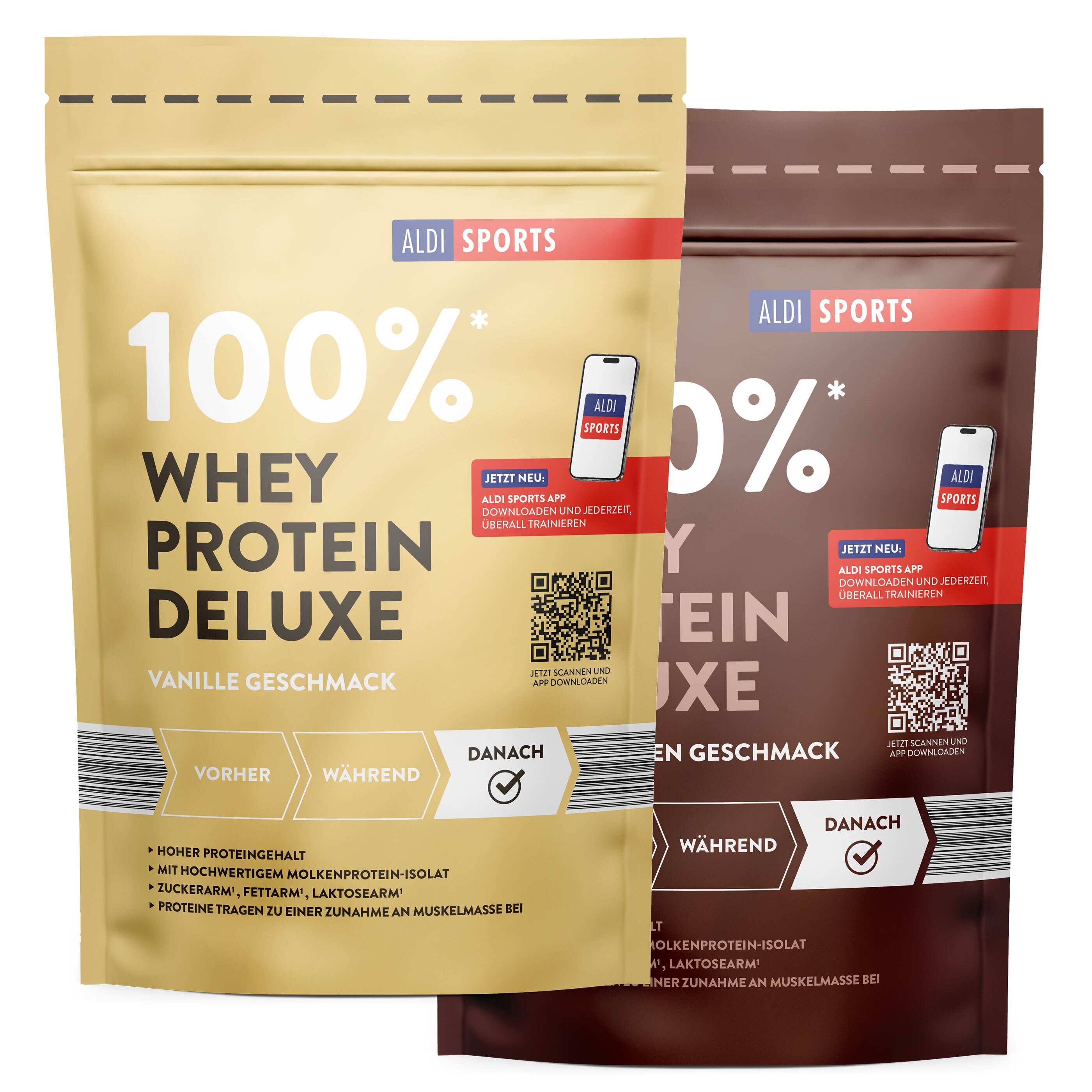 Whey Protein Deluxe, 2er Set, Schoko und Vanille (2 x 420 g = 840 g)