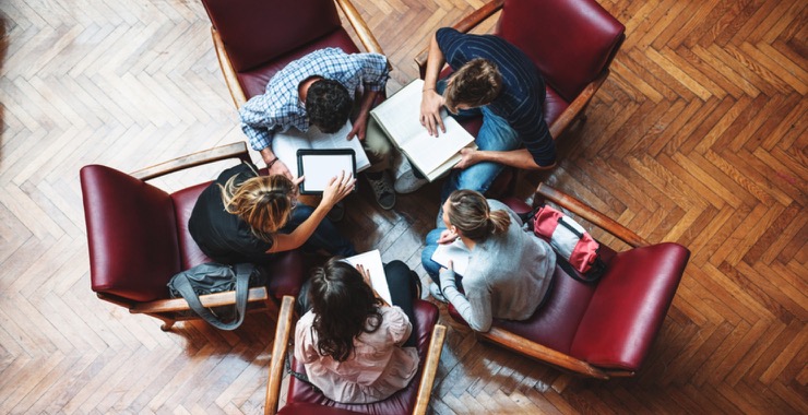 Group having a productive meeting