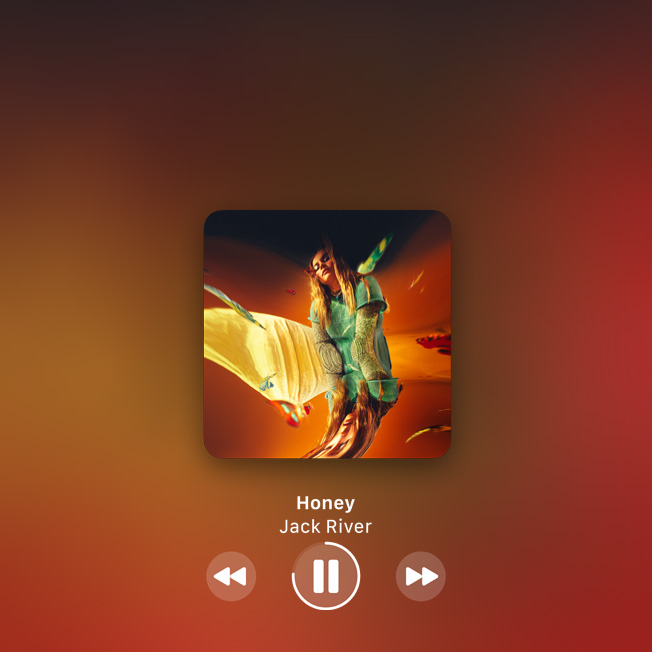 A picture of an album cover. Someone is streaming music.